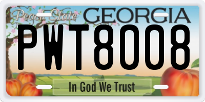 GA license plate PWT8008