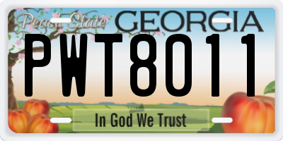 GA license plate PWT8011