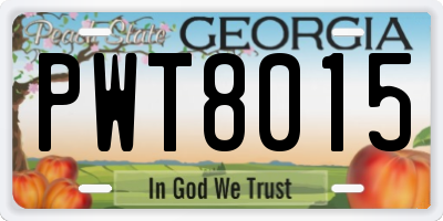 GA license plate PWT8015