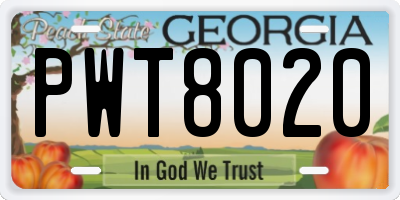 GA license plate PWT8020