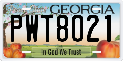 GA license plate PWT8021