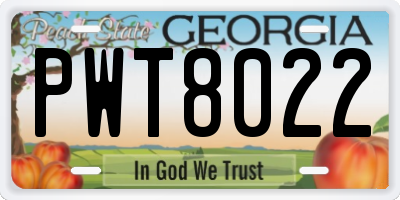 GA license plate PWT8022