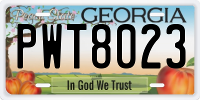 GA license plate PWT8023