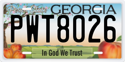 GA license plate PWT8026