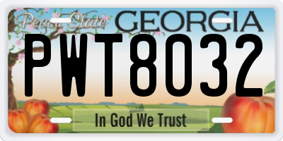 GA license plate PWT8032