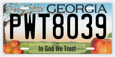 GA license plate PWT8039