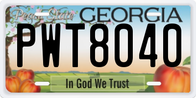 GA license plate PWT8040