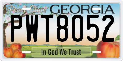 GA license plate PWT8052
