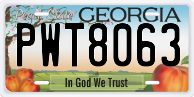 GA license plate PWT8063