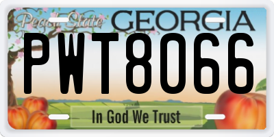 GA license plate PWT8066