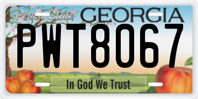 GA license plate PWT8067