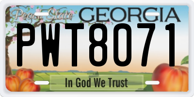 GA license plate PWT8071