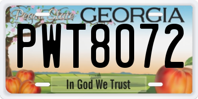 GA license plate PWT8072