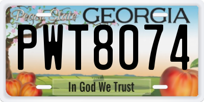 GA license plate PWT8074