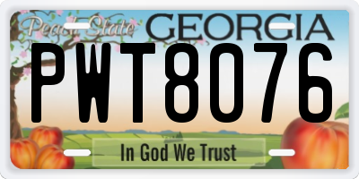 GA license plate PWT8076