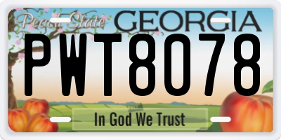 GA license plate PWT8078