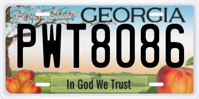 GA license plate PWT8086