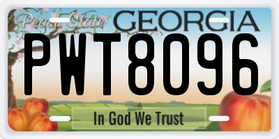 GA license plate PWT8096