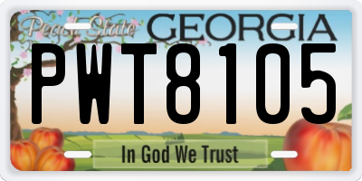GA license plate PWT8105