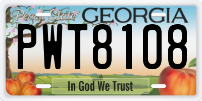 GA license plate PWT8108