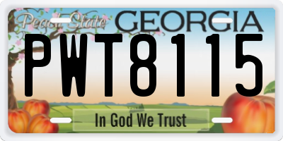 GA license plate PWT8115