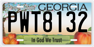 GA license plate PWT8132
