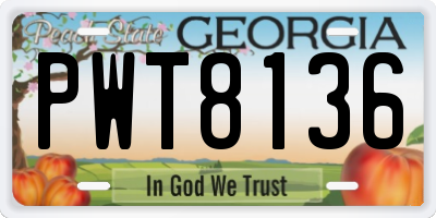 GA license plate PWT8136