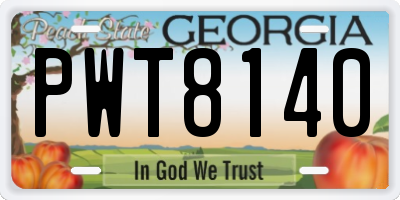 GA license plate PWT8140