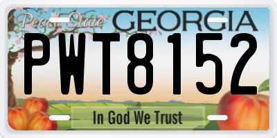 GA license plate PWT8152
