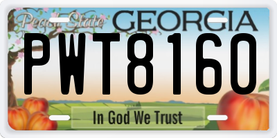 GA license plate PWT8160