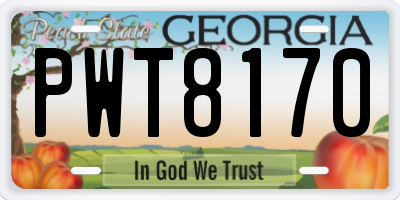 GA license plate PWT8170