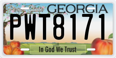 GA license plate PWT8171