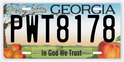 GA license plate PWT8178