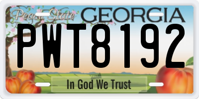 GA license plate PWT8192