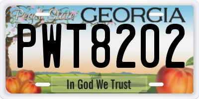 GA license plate PWT8202