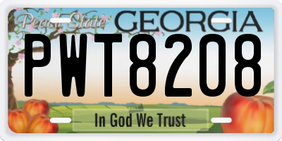 GA license plate PWT8208