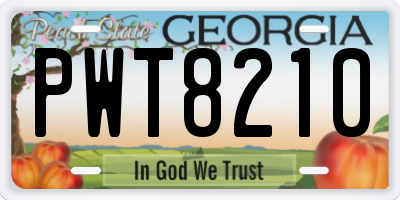 GA license plate PWT8210