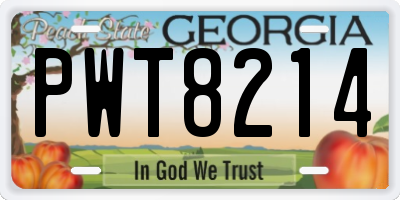 GA license plate PWT8214