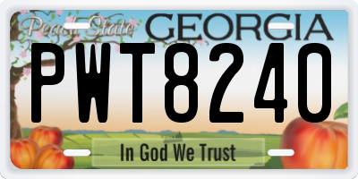 GA license plate PWT8240