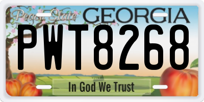 GA license plate PWT8268