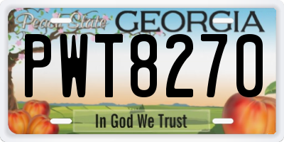 GA license plate PWT8270
