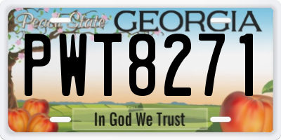 GA license plate PWT8271