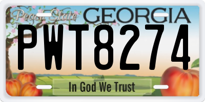 GA license plate PWT8274