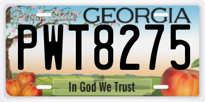 GA license plate PWT8275