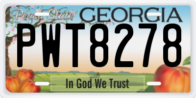 GA license plate PWT8278
