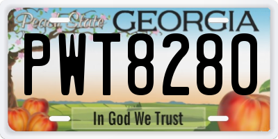 GA license plate PWT8280