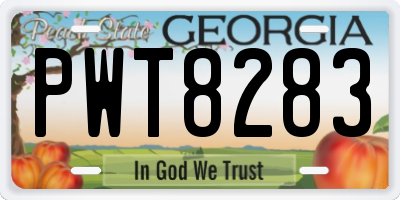 GA license plate PWT8283