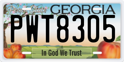 GA license plate PWT8305