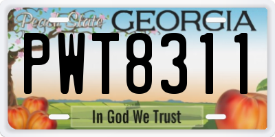 GA license plate PWT8311