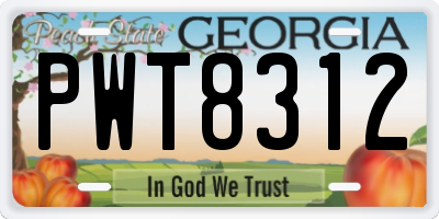 GA license plate PWT8312